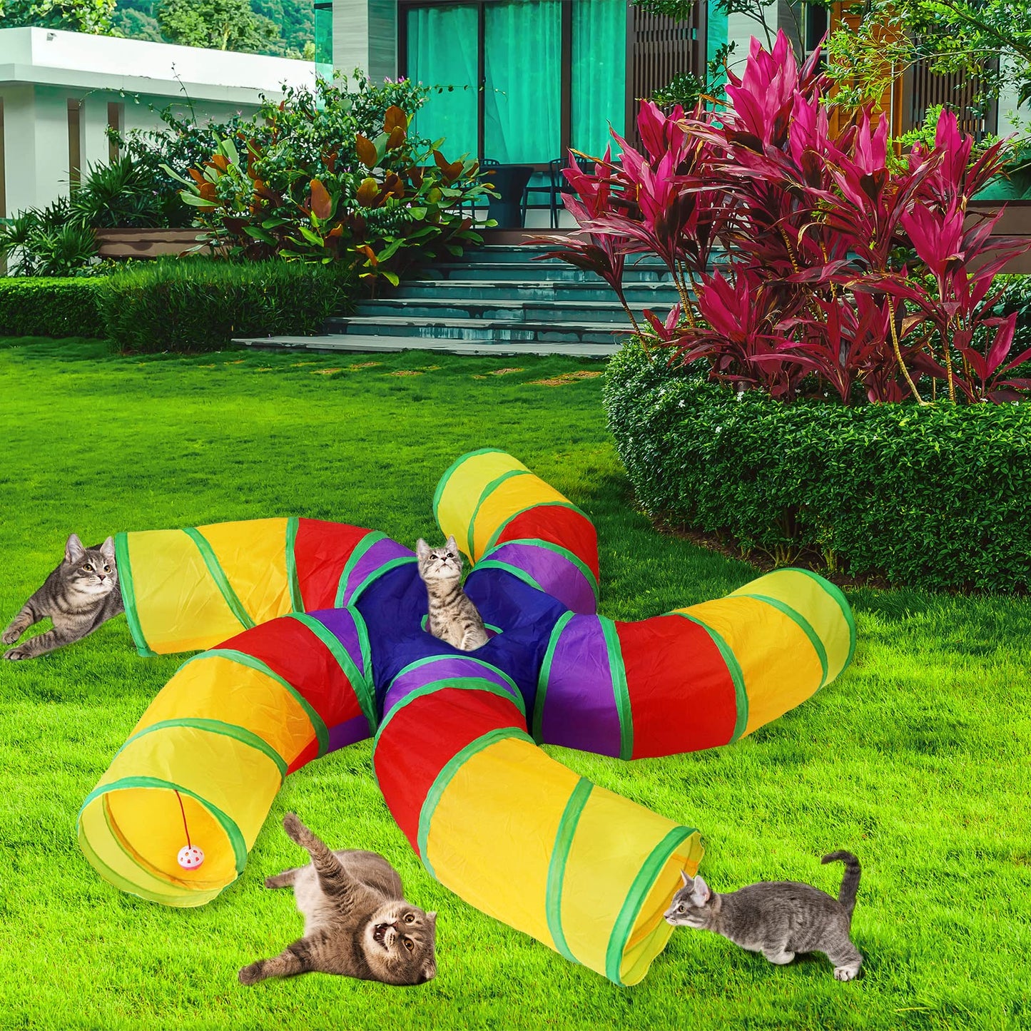 Bemodst Cat Tunnel for Indoor Cats, 2 Way/3 Way/4 Way/5 Way Cat Tunnel