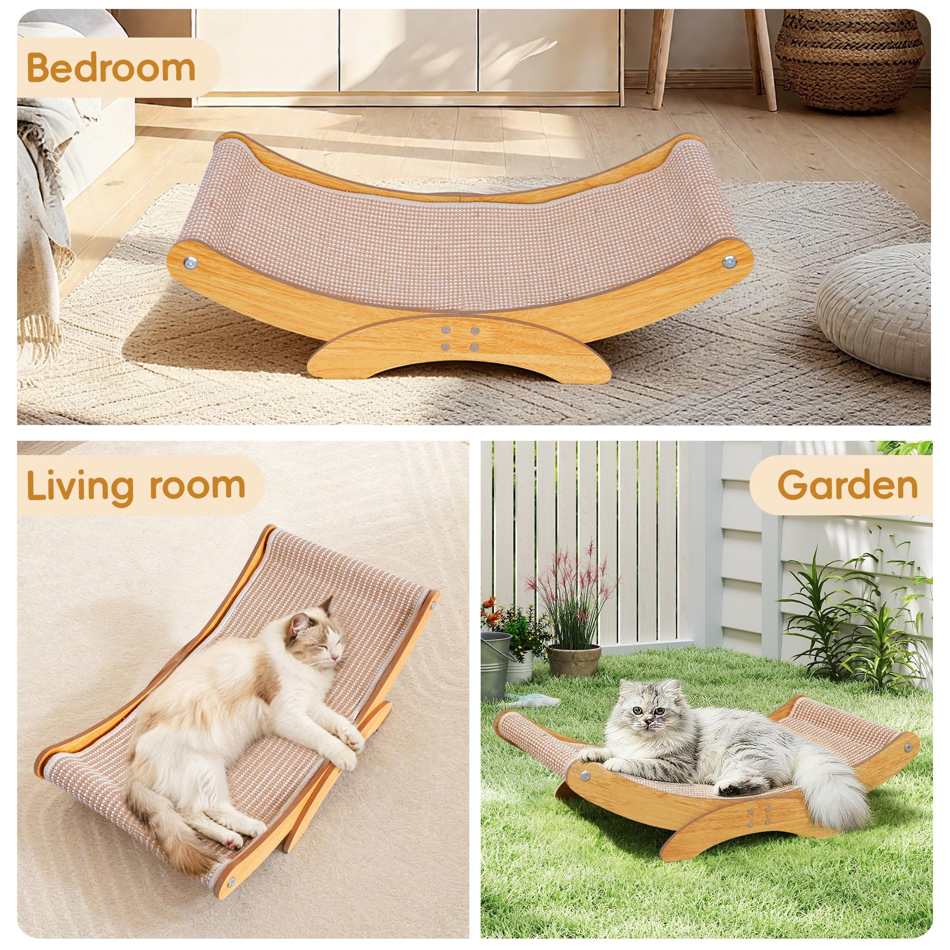 Extra-Larger Cat Scratcher Bed for Indoor Cats 27.6" Natural Sisal Pad