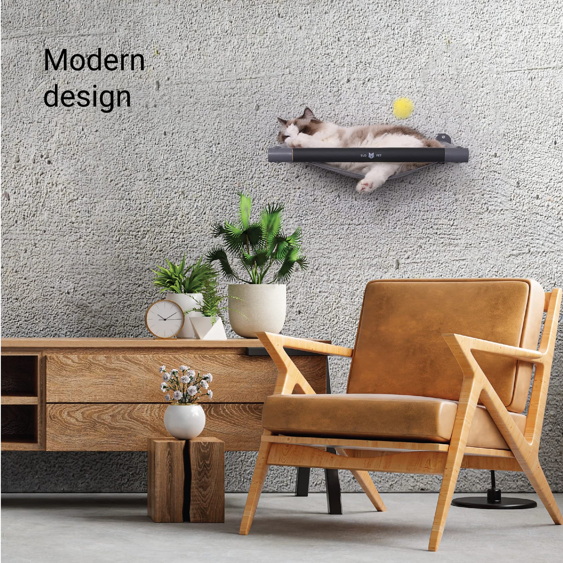 SVD.PET Cat Hammock Wall Mounted with Toy, Soft Padded Comfortable Toy