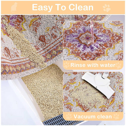 Glittme Cat Litter Mat with Non-Slip Bottom Litter Box Mat X22" Litter
