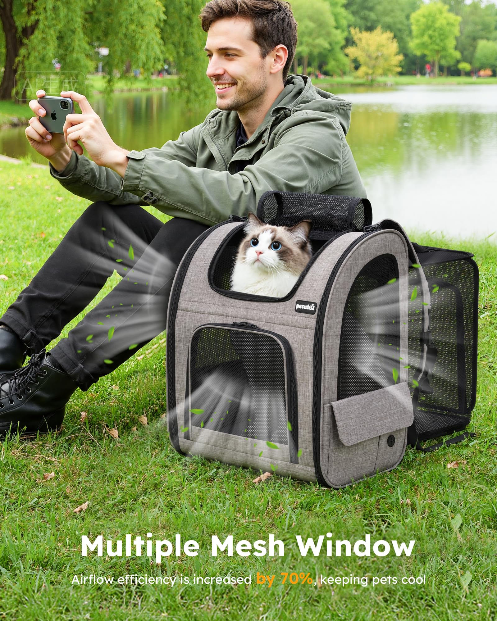 Pecute Cat Backpack Carrier XL, ExpandablePet Backpack