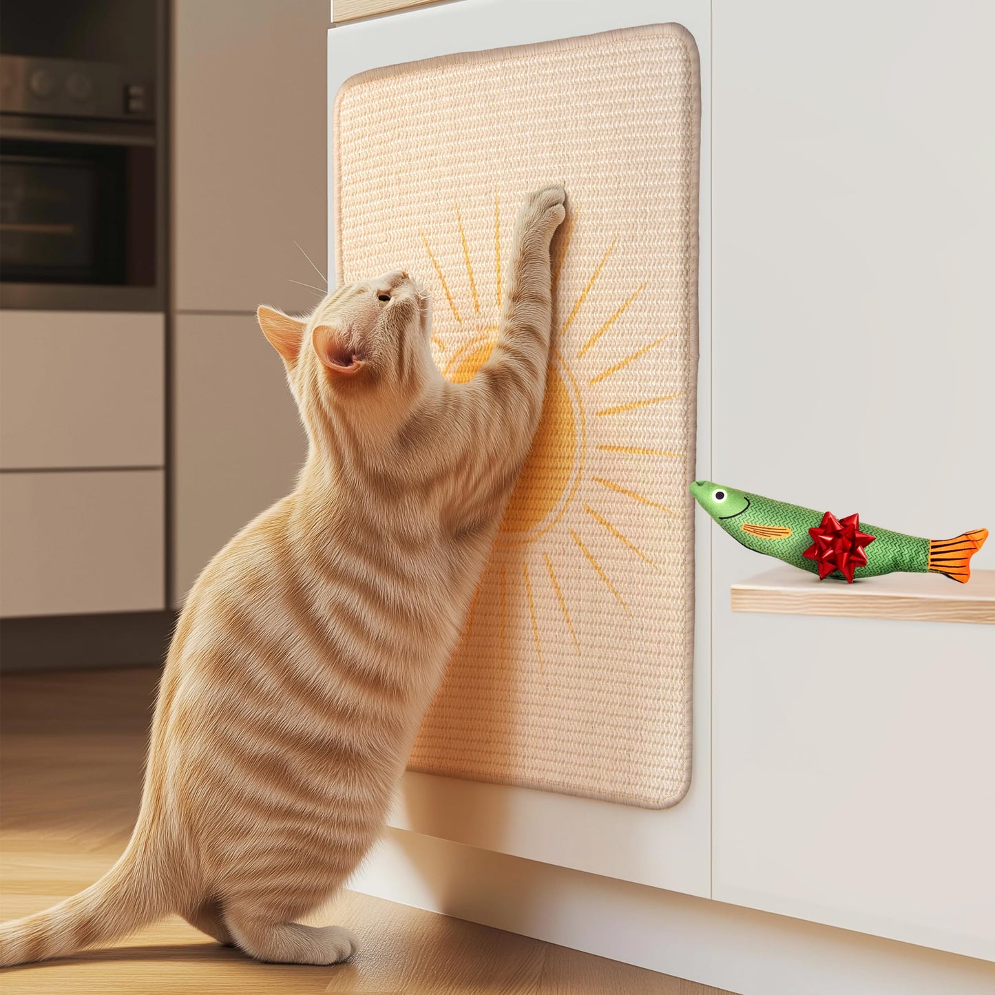 Sisal Scratcher, [+ Catnip Fish Toy], Cat Wall Scratcher, Couch Mat