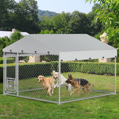 YITAHOME Outdoor Dog Kennel with Rotating Feeder Bowls, Feeder