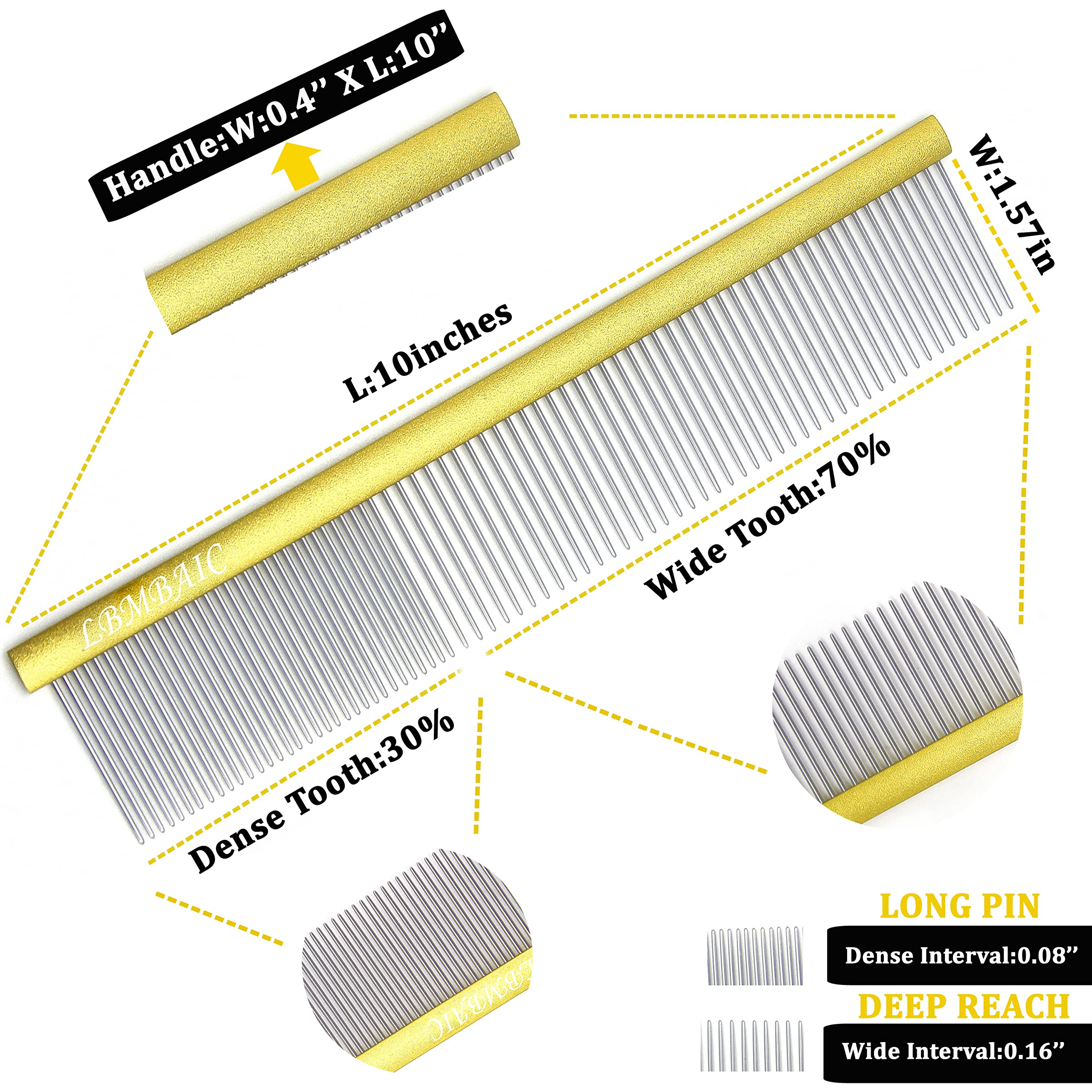 Large Metal Dog Grooming Comb for Shedding Matted Hair Comb