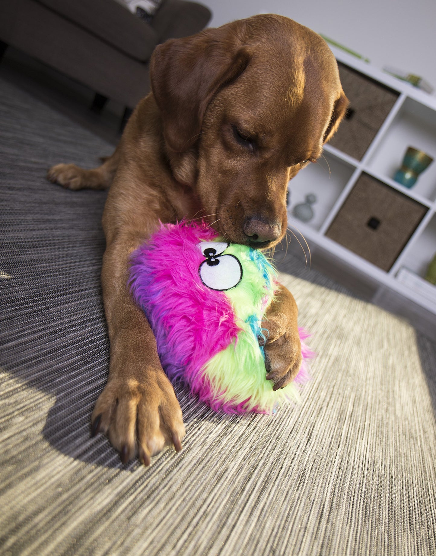 goDog Furballz Squeaky Plush Ball Dog Toy, Chew Guard Technology Plush