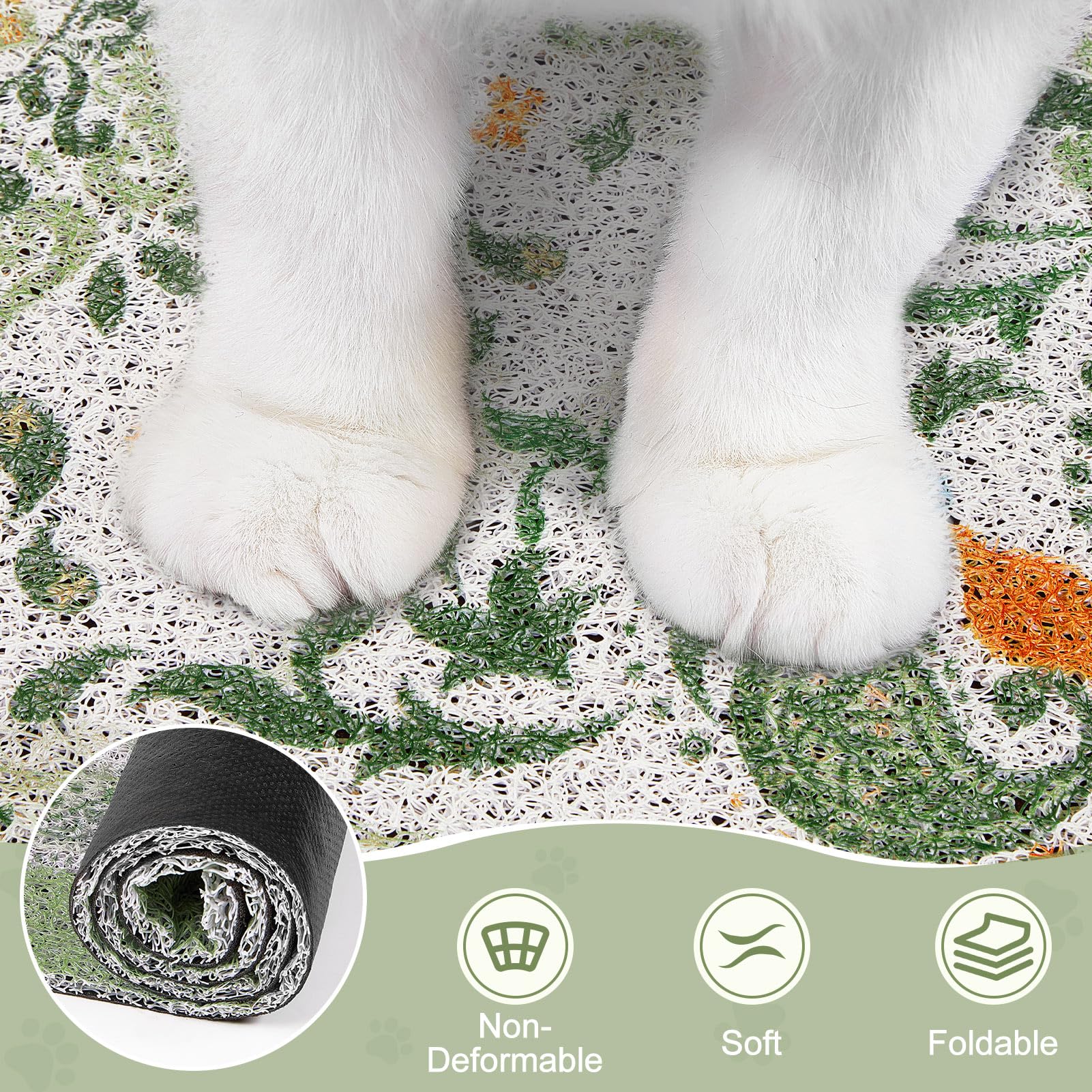 Unicorn Catcher Cat Litter Mat 40" x 30" Non-Slip Litter Box Mat
