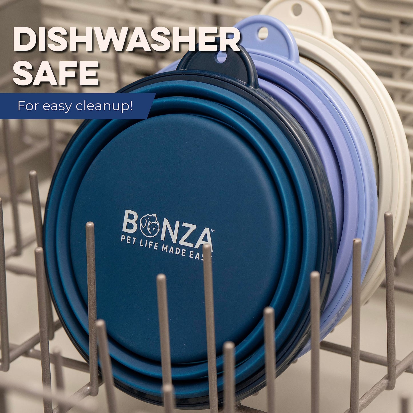 Bonza by Leash Boss Collapsible Dog Slow Feeder Bowl, Portable Bowl