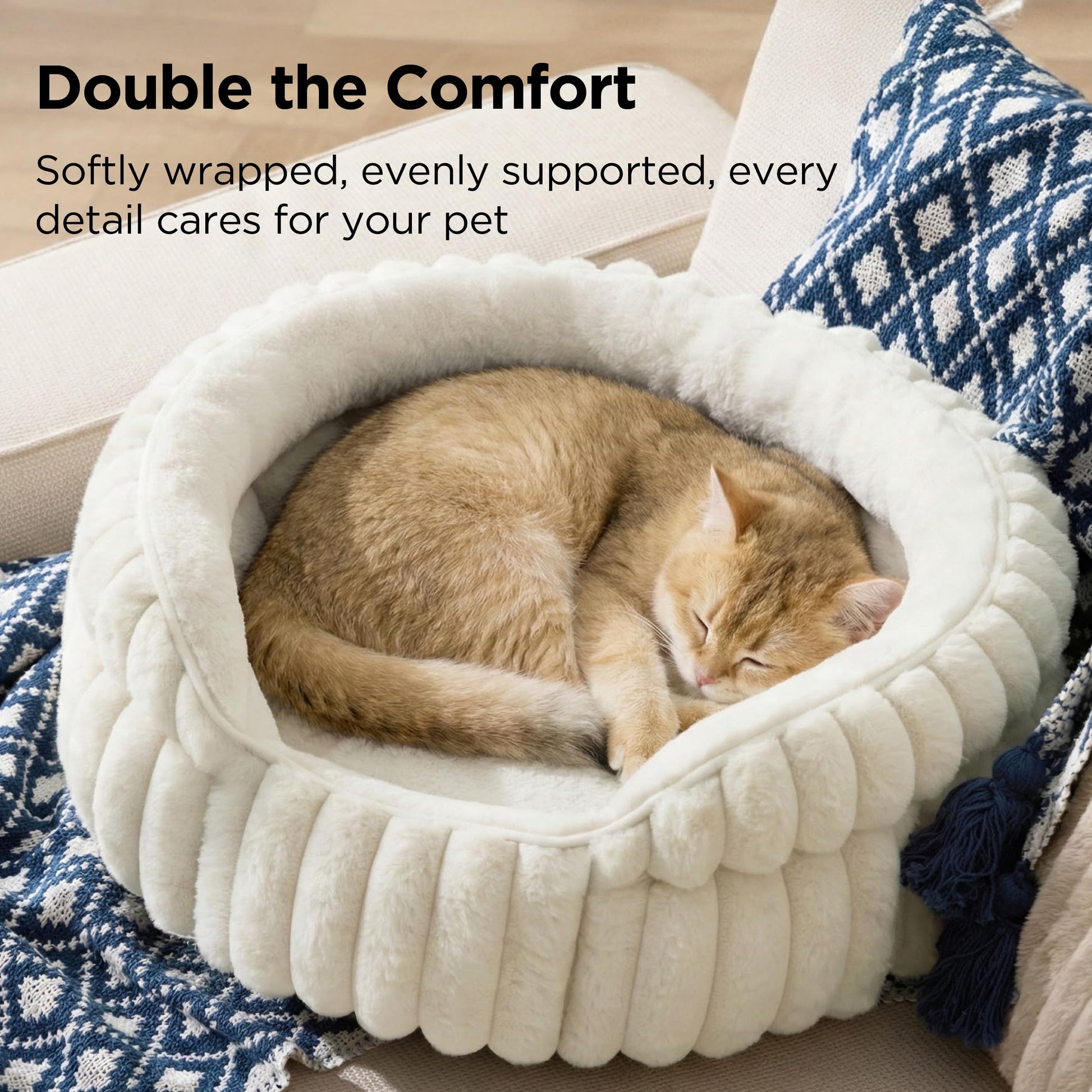 Bedsure ComfyFleece™ Cat Bed, Washable Round Cute Pet Beds for Bed
