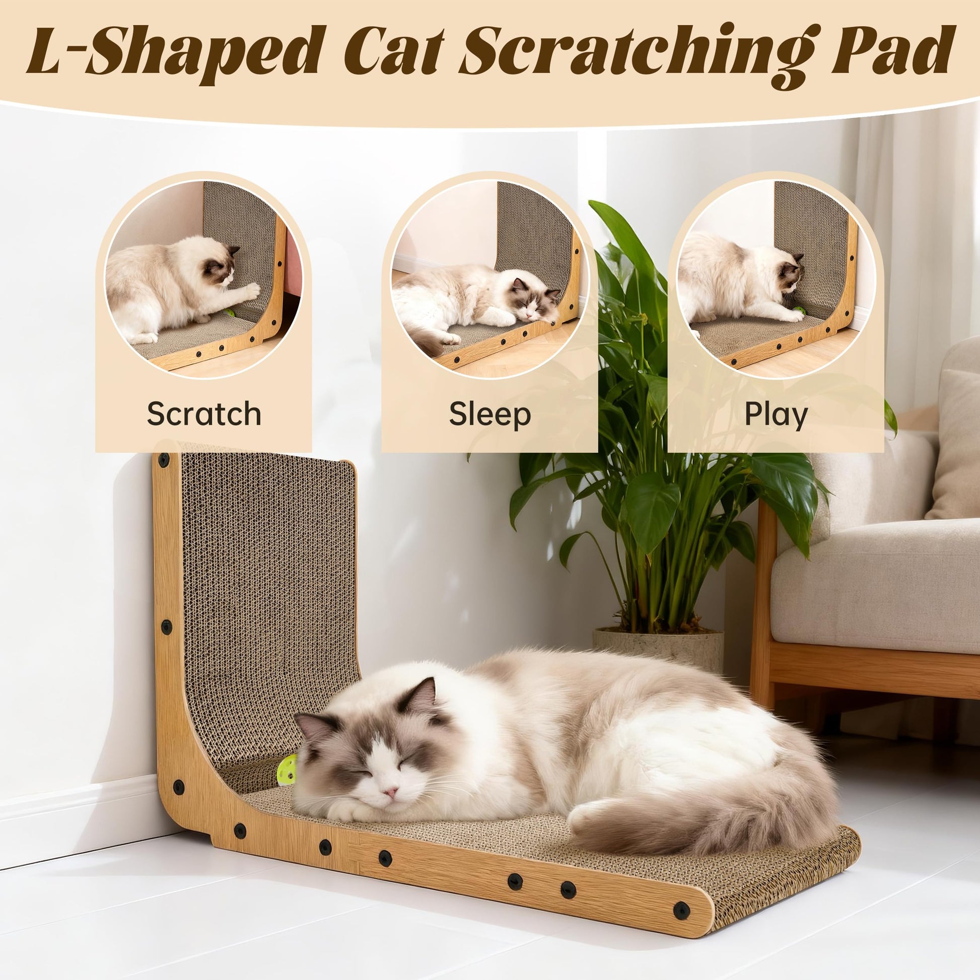 PatiencET L Shape Cat Scratcher, Cardboard Scratch Pad for Indoor Pad