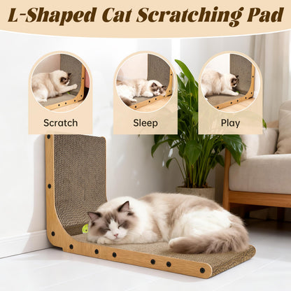 PatiencET L Shape Cat Scratcher, Cardboard Scratch Pad for Indoor Pad