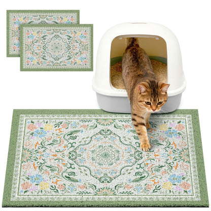 Glittme 2PCS Cat Litter Mat with Non-Slip Bottom Litter Box Mat Mat