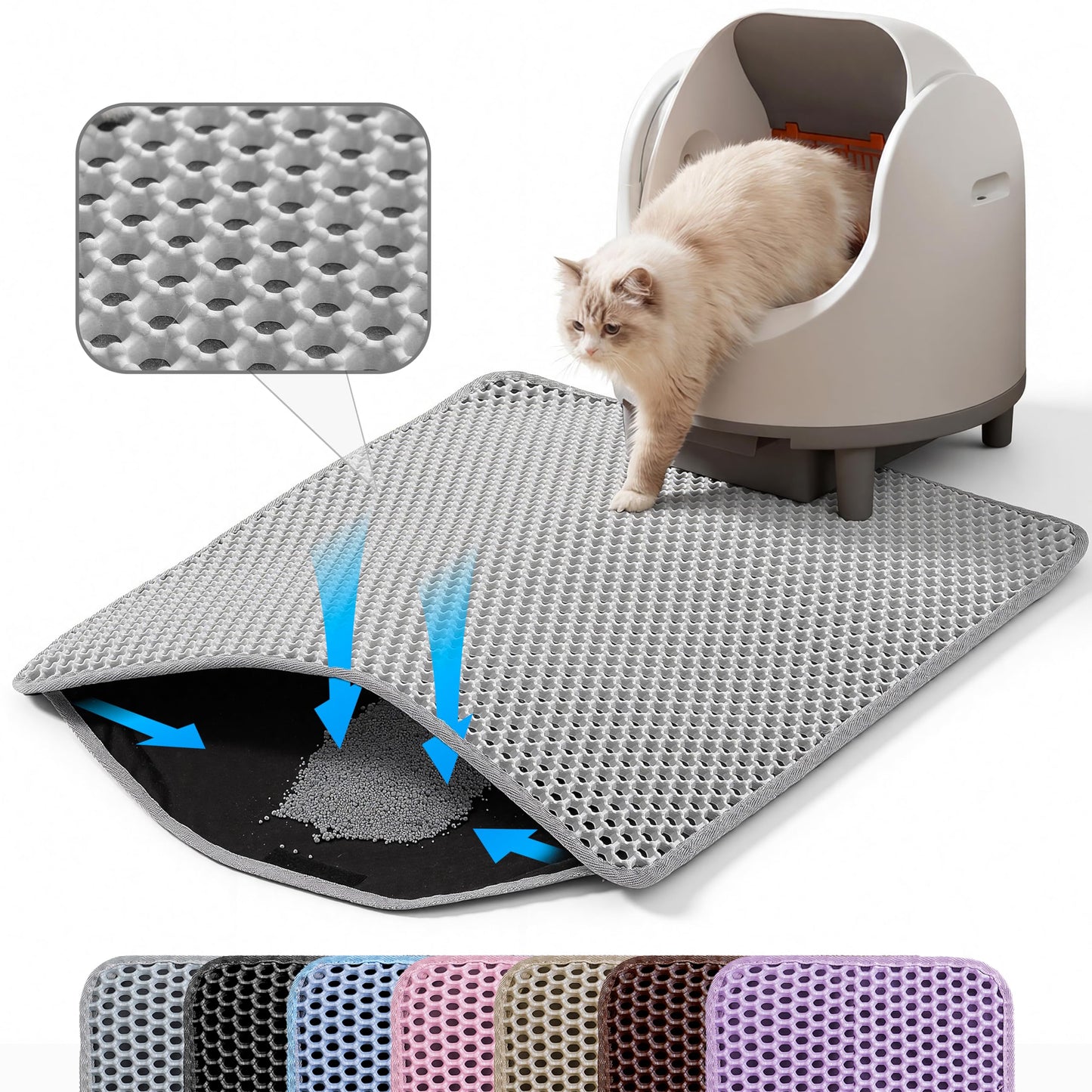 Petinstinct Extra Large Cat Litter Mat, Honeycomb Double Layer Mat