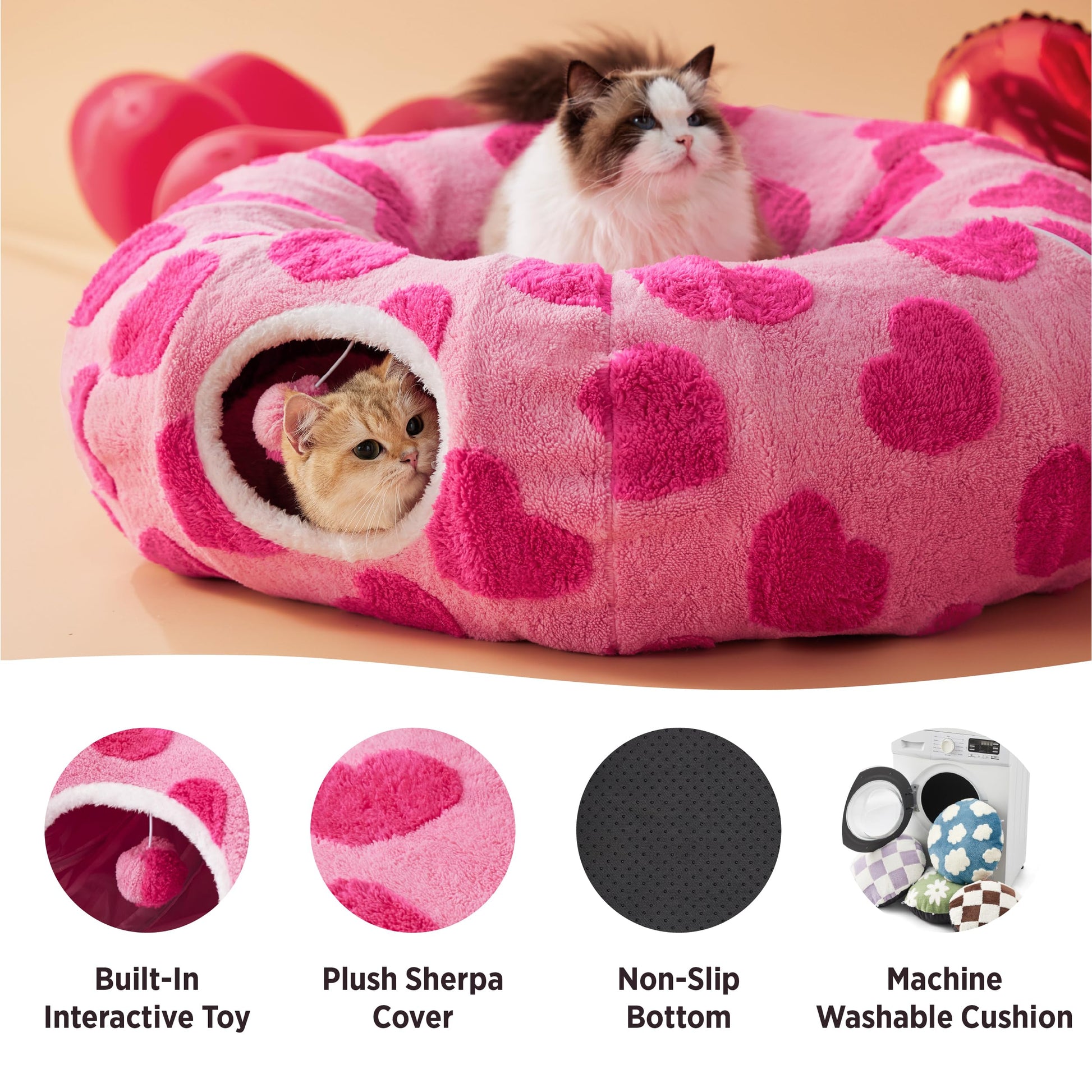 Lesure Cat Tunnel Bed for Indoor Cats Cute Cat Donut Tunnel Toys Bed