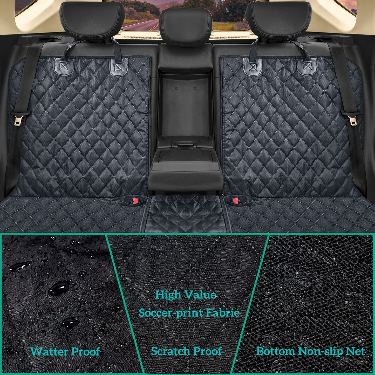 ANOSOSPECIAL Dog Car Seat Cover for Back Seat Cover,Non Stick Fur Seat