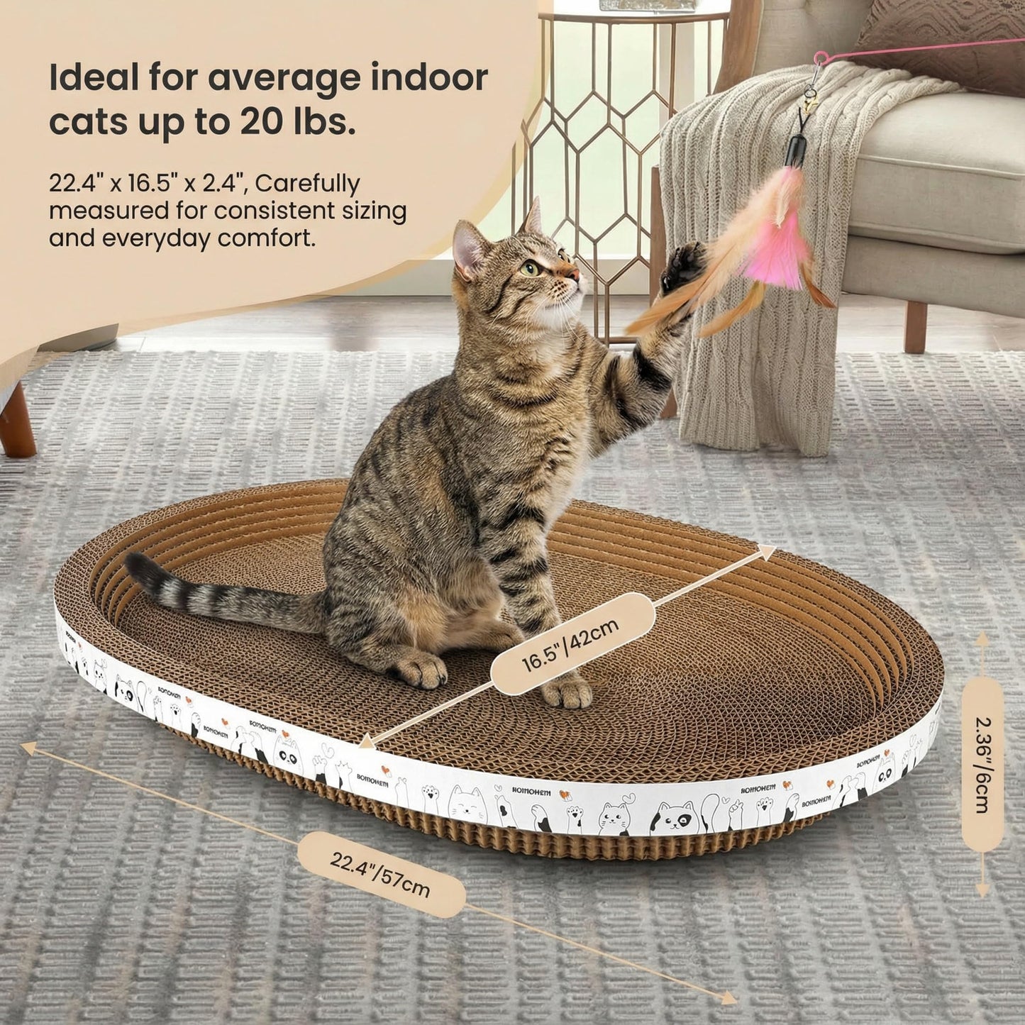 3Pack Extra Large Versatile Cardboard cat Scratcher Lounger bed Board