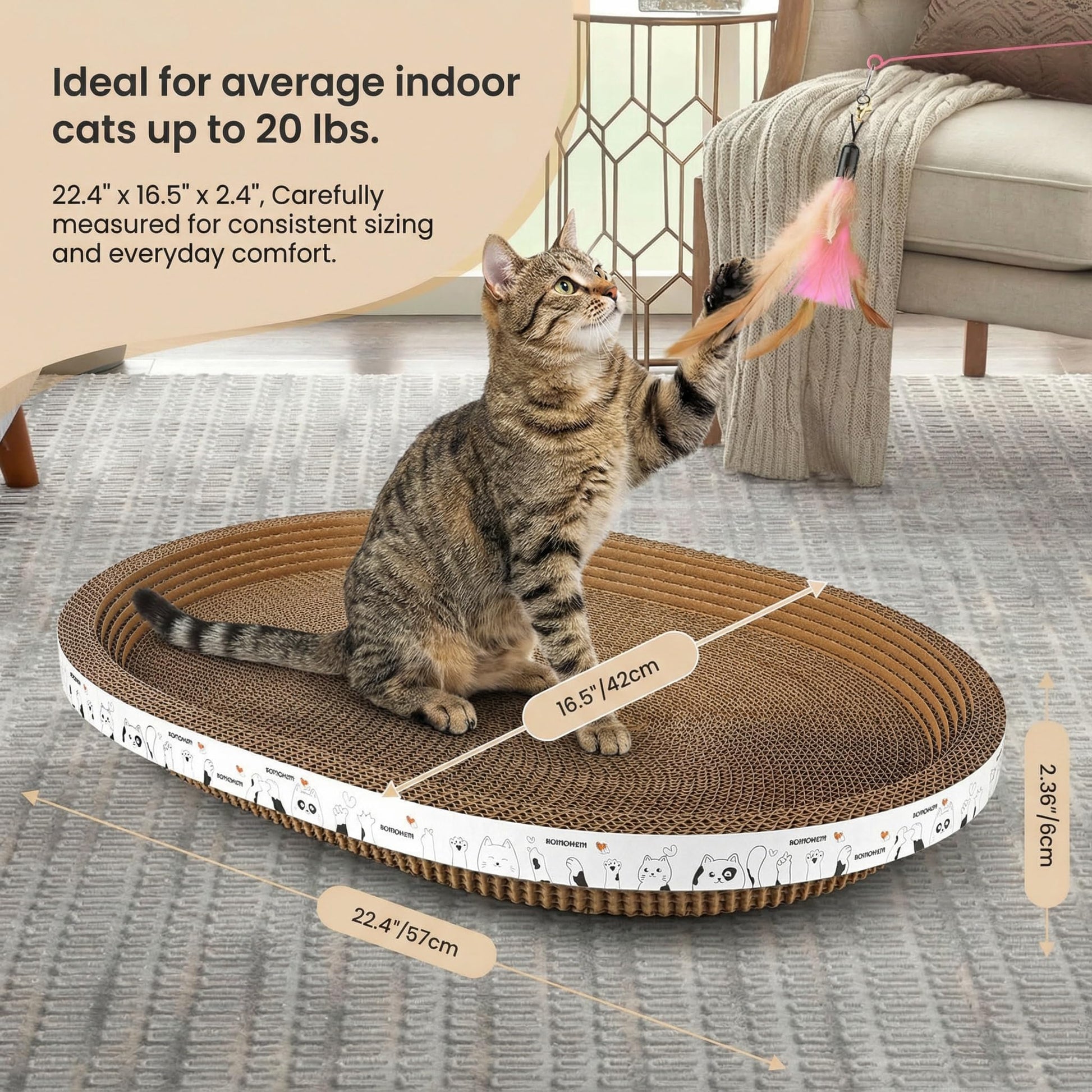 3Pack Extra Large Versatile Cardboard cat Scratcher Lounger bed Board