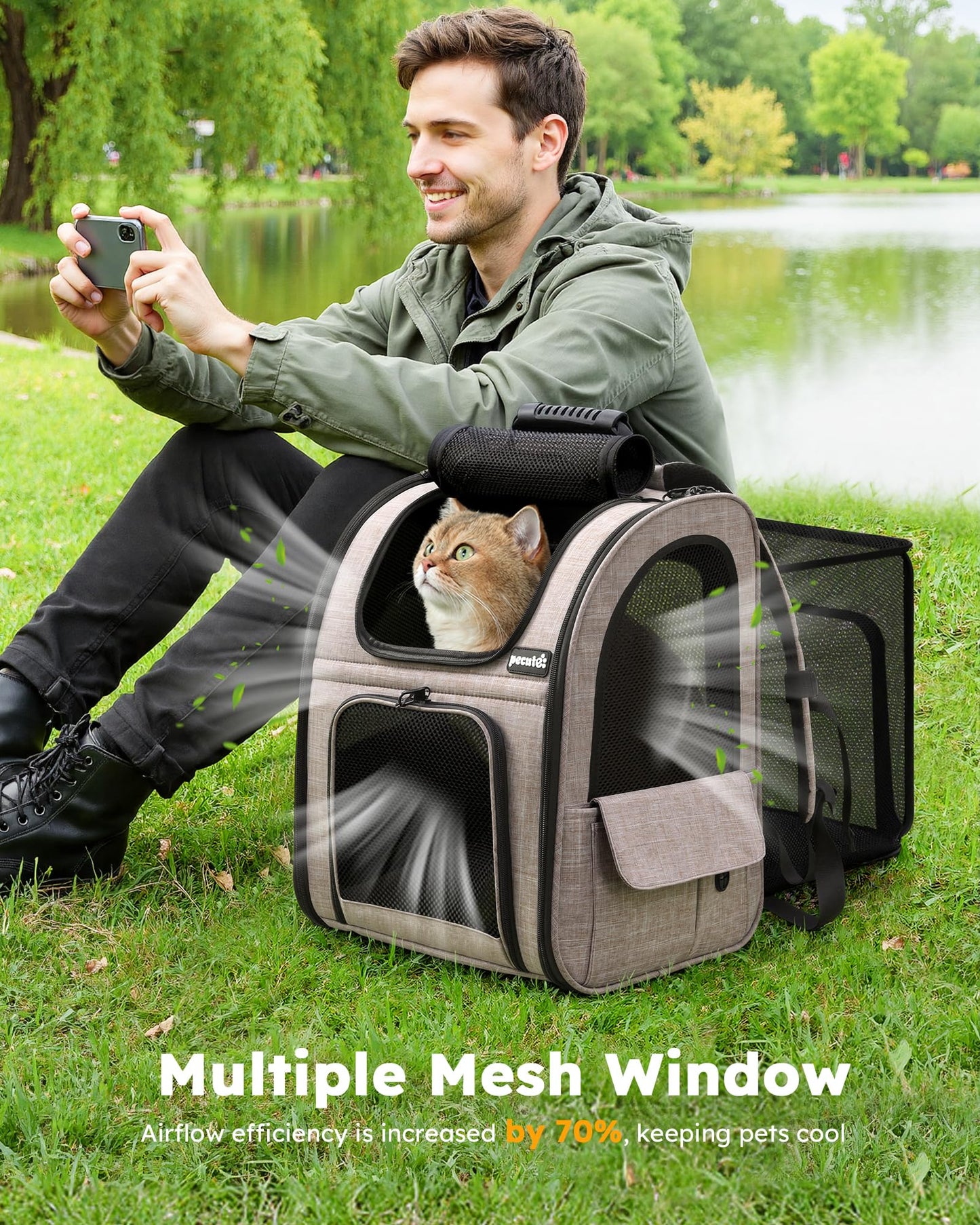 Pecute Cat Backpack Carrier Expandable, Pet Backpack