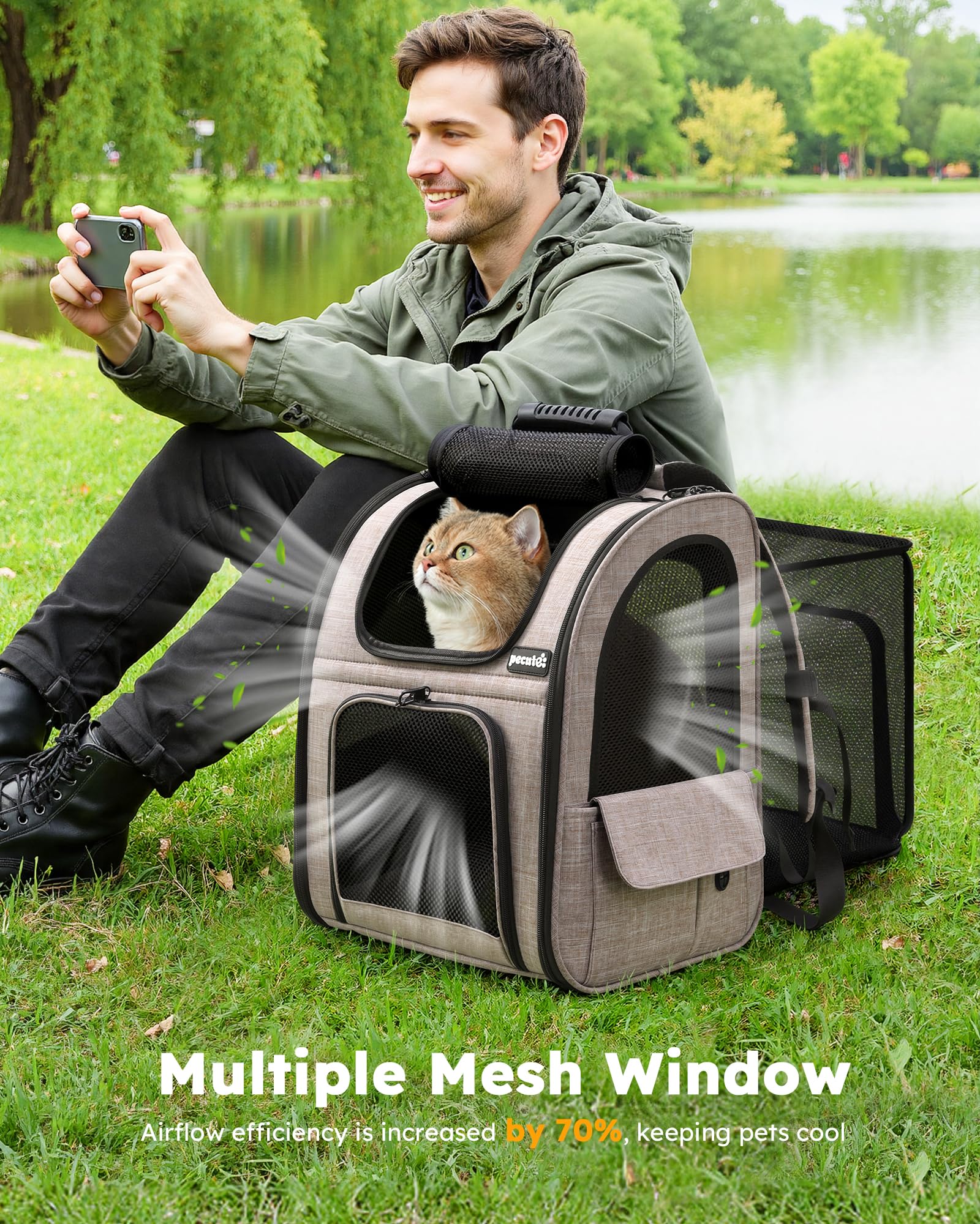 Pecute Cat Backpack Carrier Expandable, Pet Backpack