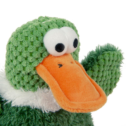 goDog Checkers Sitting Duck Squeaky Plush Dog Toy, Chew Guard Plush