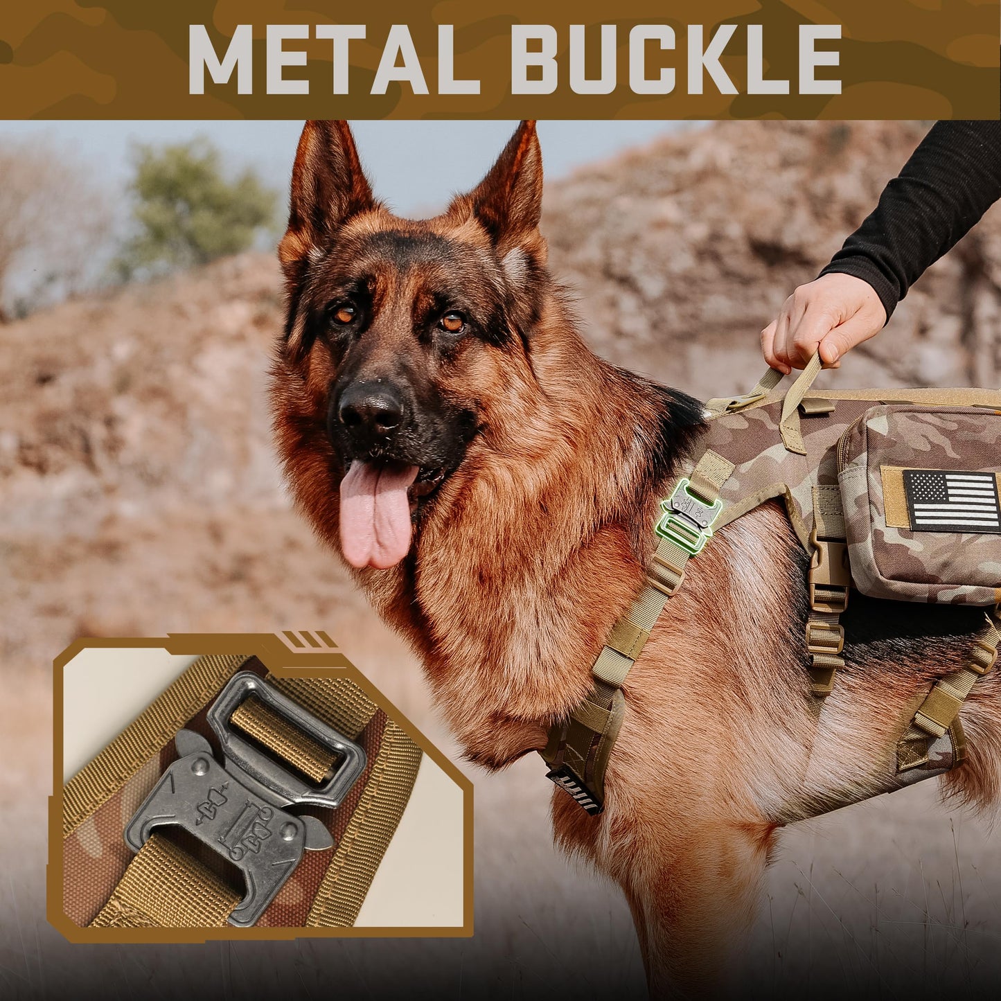 Forestpaw Tactical Dog Harness Tactical Dog Collar with Bungee Leash
