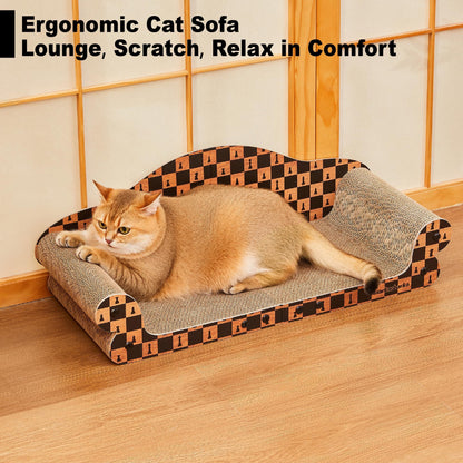 Markarbarka Cat Couch Scratcher, Large Cardboard Box with Couch