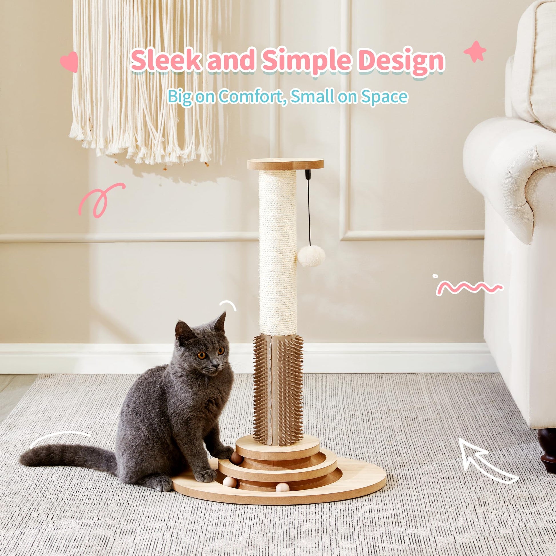 Made4Pets Cat Scratching Post, 23" Tall Sisal Cat Scratcher Post