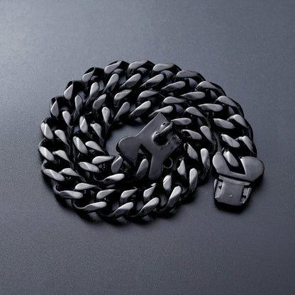 Cuban Link Heavy Duty Dog Collar, Wide Stainless Steel Luxury Collar