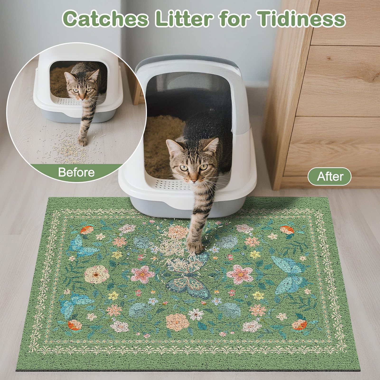Unicorn Catcher Cat Litter Mat Non-Slip Bottom Litter Box Mat