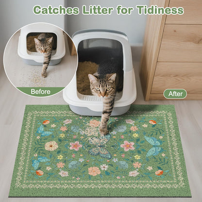 Unicorn Catcher Cat Litter Mat Non-Slip Bottom Litter Box Mat