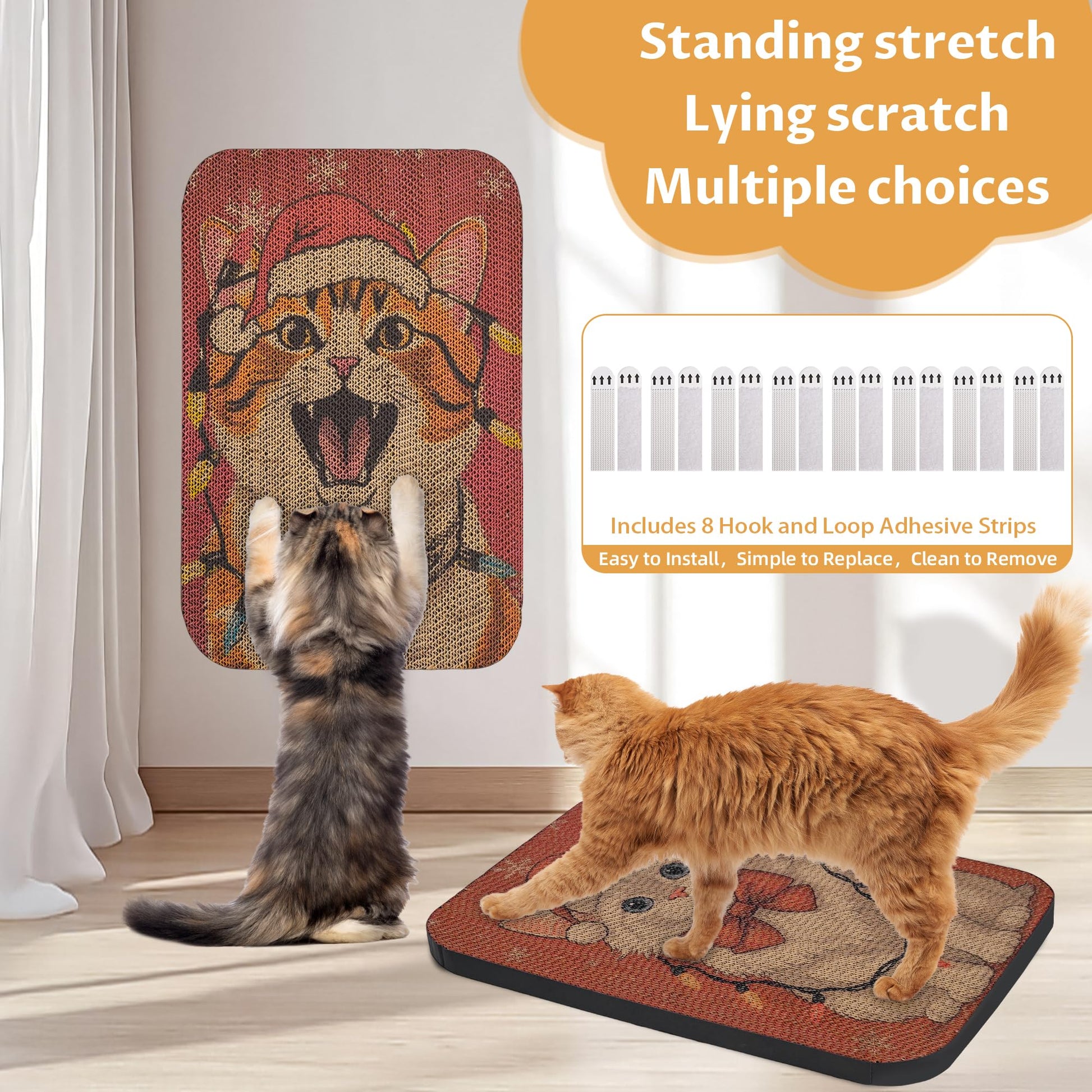 LESISSMER 2 Packs Art Cat Wall-Mountable Scratching Board Cat Wall Pad