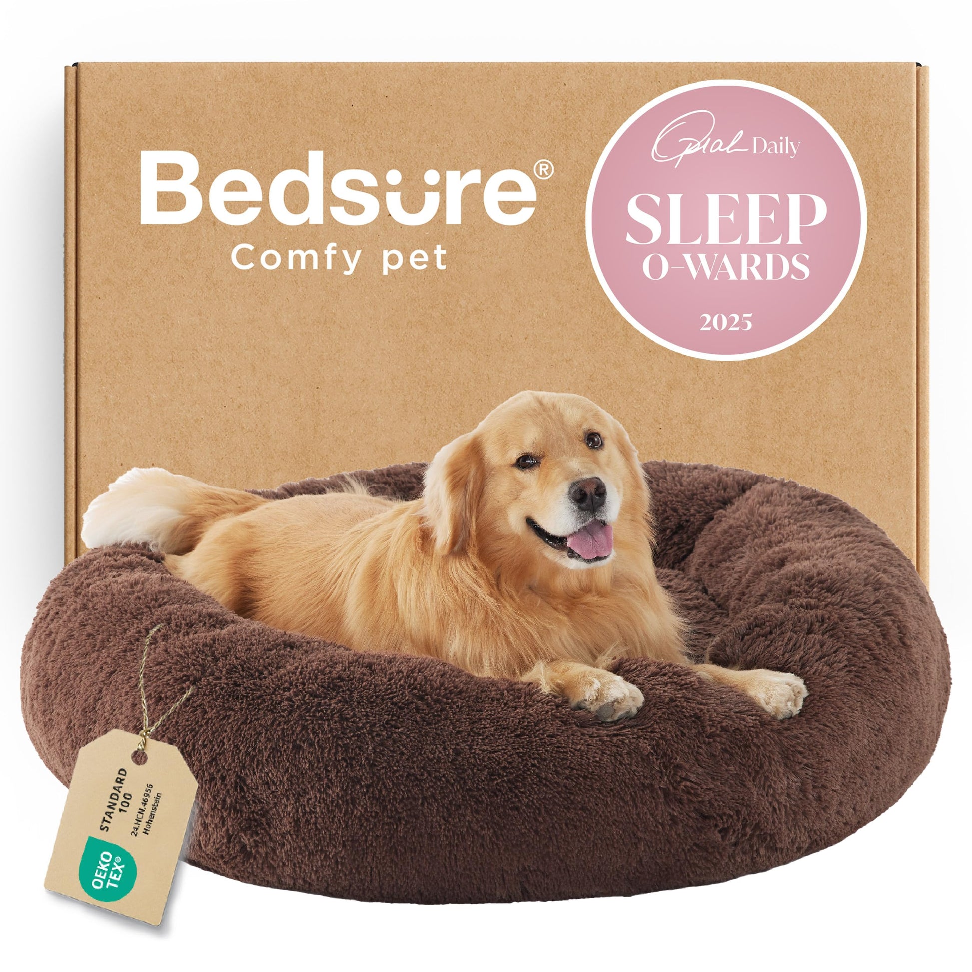 Bedsure Calming Dog Bed for Extra Large Dogs Donut Washable Bed