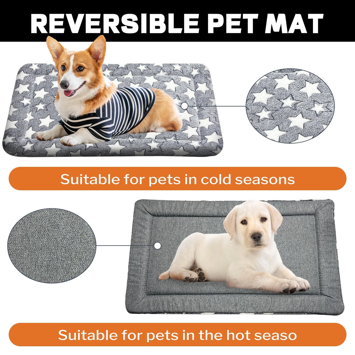 4 Pcs Washable Dog Bed Plush Orthopedic Outdoor Crate Mat