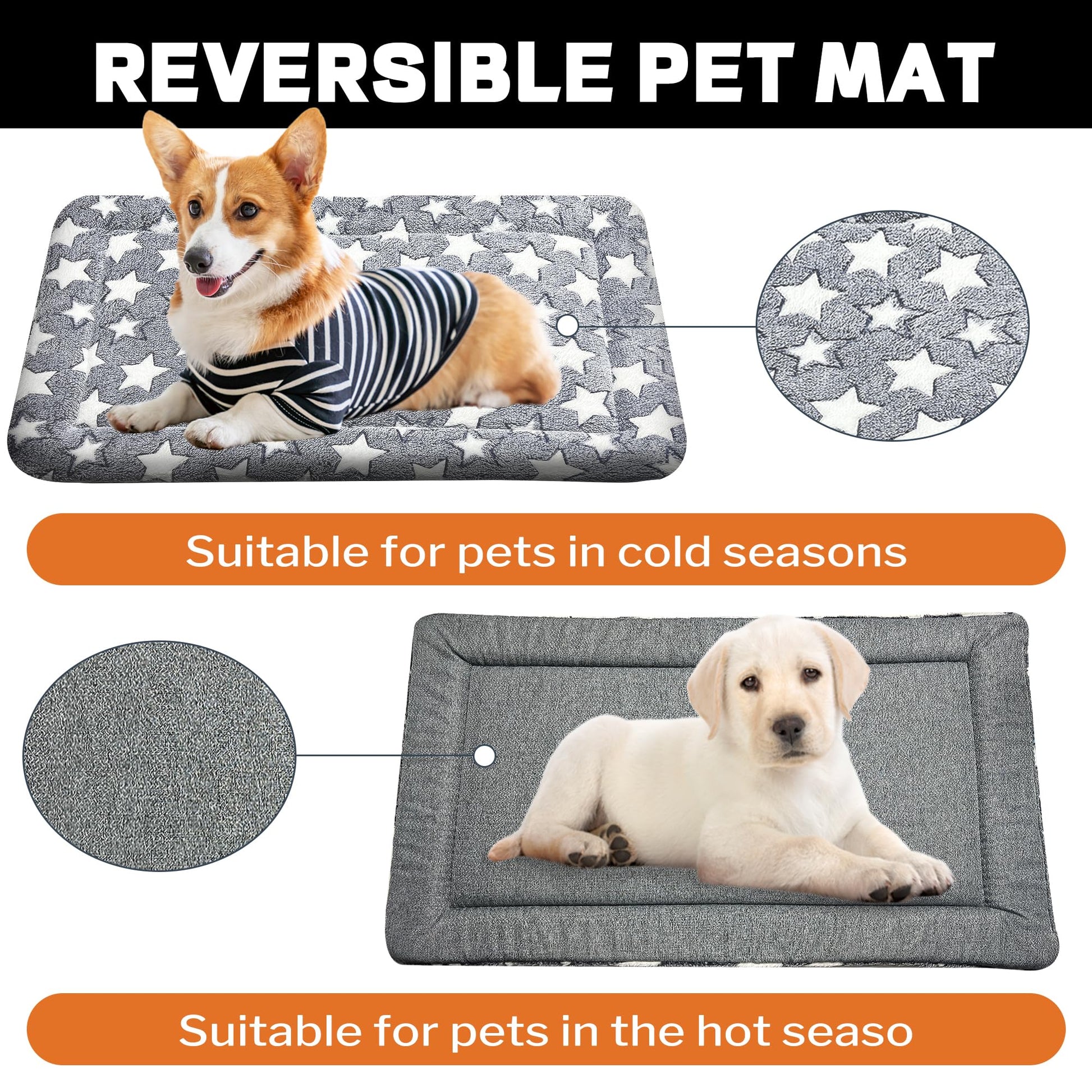 4 Pcs Washable Dog Bed Plush Orthopedic Outdoor Crate Mat