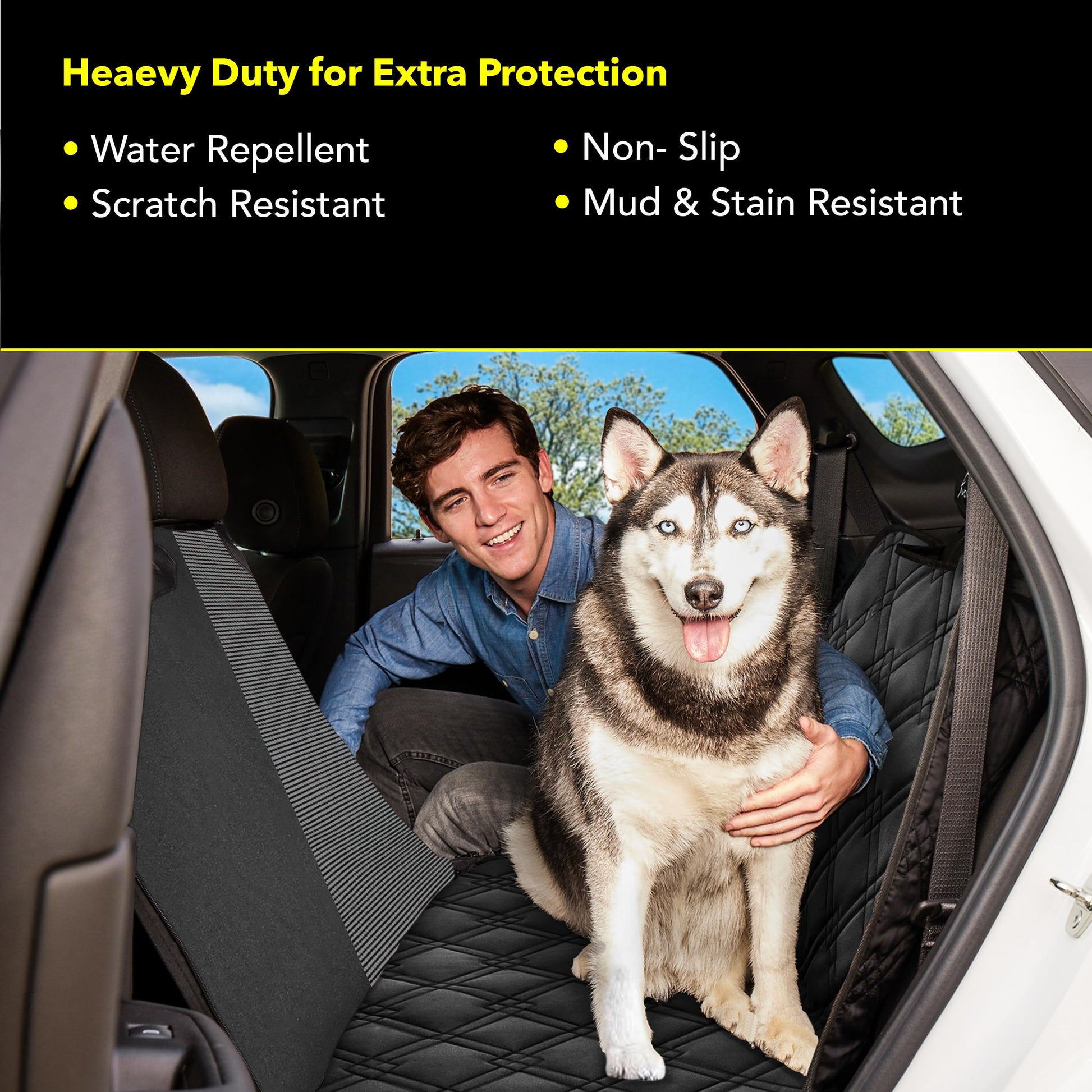 Meadowlark Dog Car Seat Cover with Mesh Window, Heavy-Duty Pet Seat