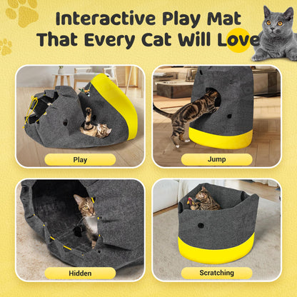 Homrich Interactive Cat Play Bag- Durable Rug for Hide and Seek Mat