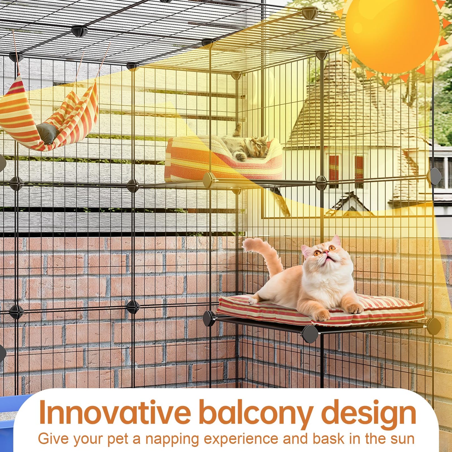 Oneluck 3-Tier Cat Cages Indoor Enclosure DIY Cat Playpen Enclosure