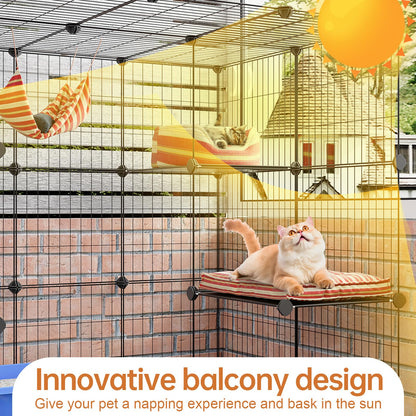 Oneluck 3-Tier Cat Cages Indoor Enclosure DIY Cat Playpen Enclosure