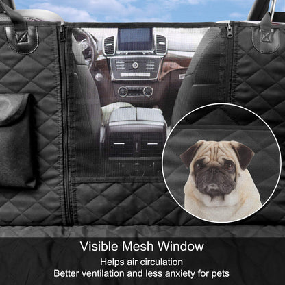 Femuar Dog Car Seat Cover with Storage Pockets Mesh Visual Window Seat