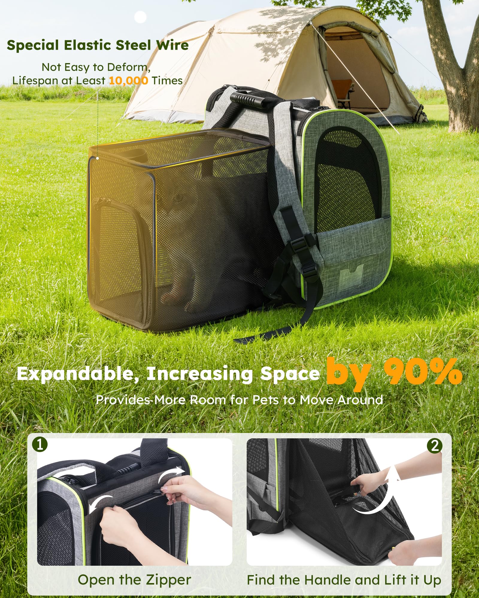 Pecute Cat Backpack Carrier Expandable Foldable Pet Backpack