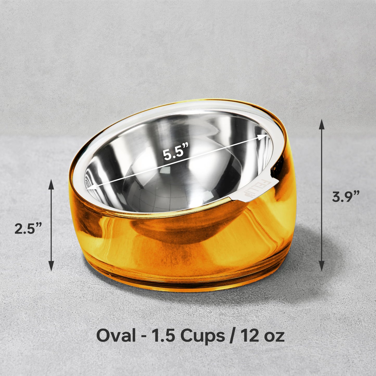 Felli Pet Oblik Acrylic Raised Dog Food Water Bowl Stainless Bowl