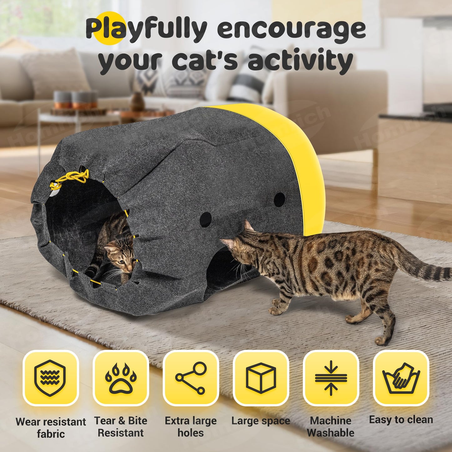 Homrich Interactive Cat Play Bag- Durable Rug for Hide and Seek Mat