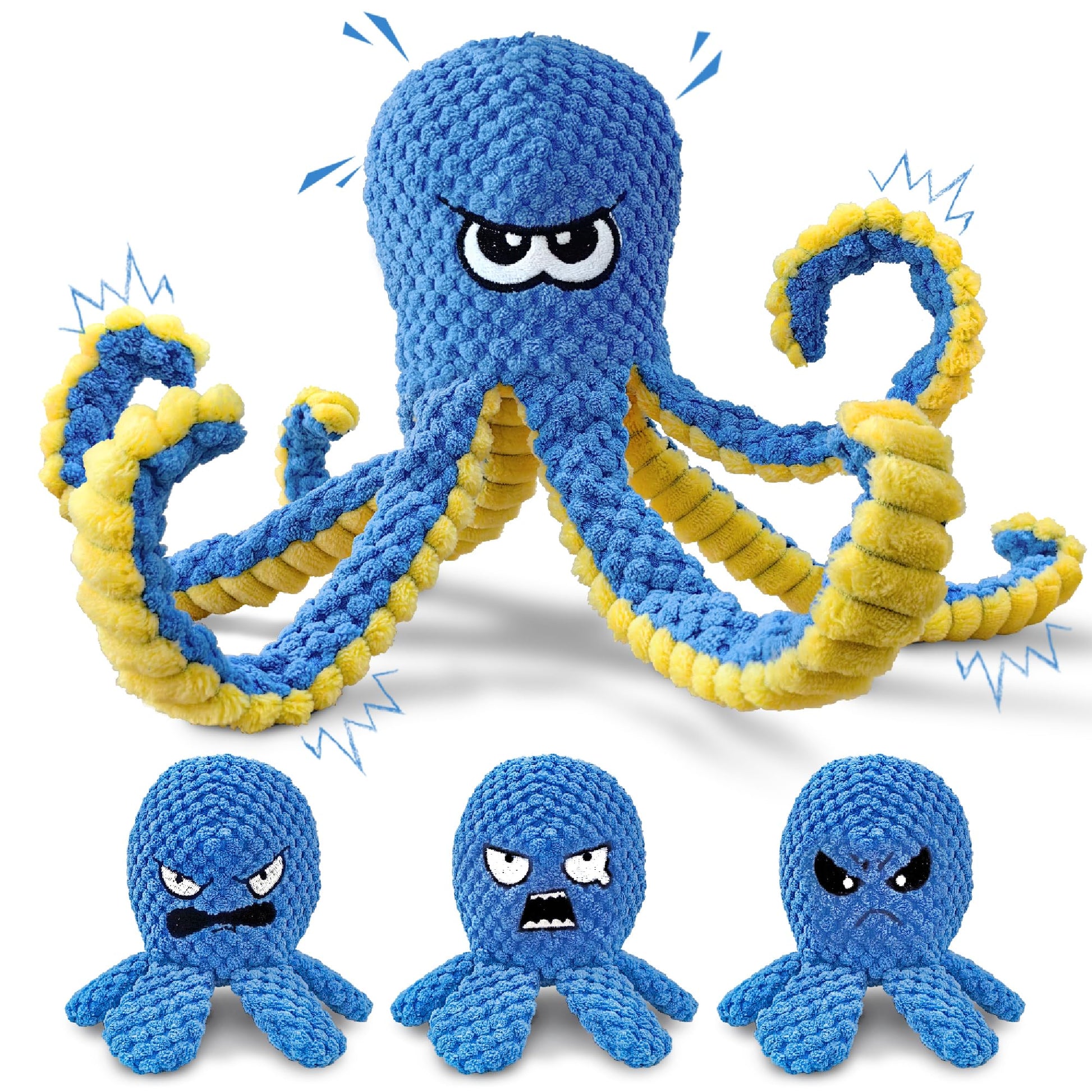 Interactive Dog Toys Octopus, 4 Pack Squeaky Hide And Seek Plush