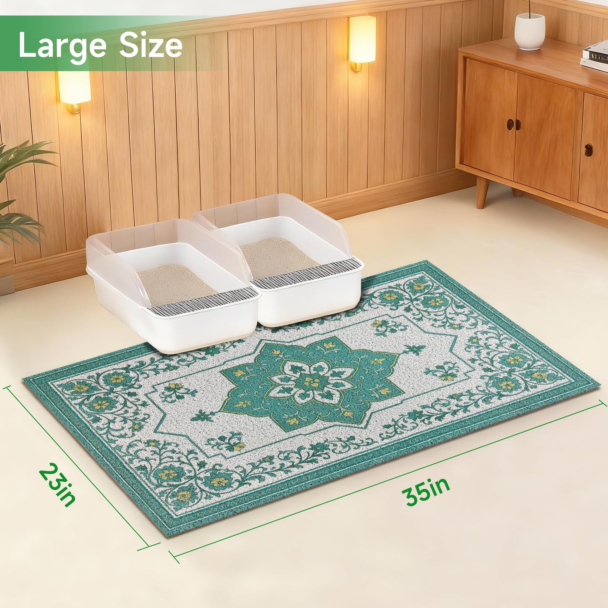 YOSEPATI Cat Litter Mat, 35" x 23" Litter Box mat, Traps Litter