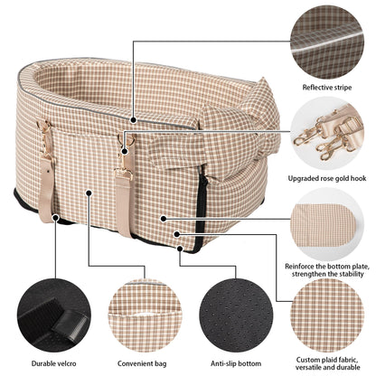 Center Console Dog Car Seat for Small Dog Removable Pet Car Seat