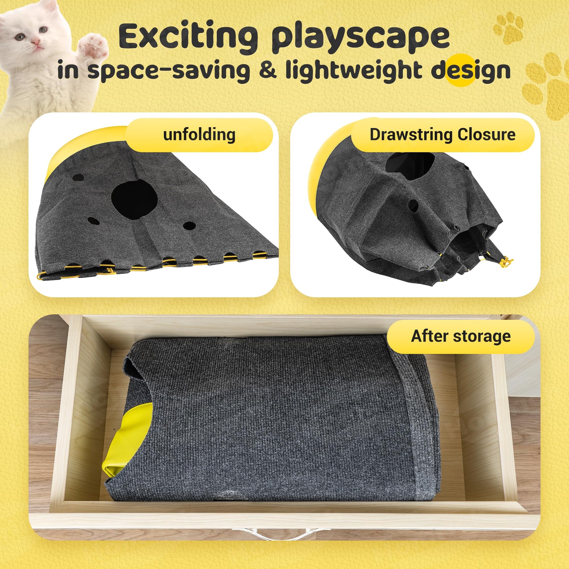 Homrich Interactive Cat Play Bag- Durable Rug for Hide and Seek Mat