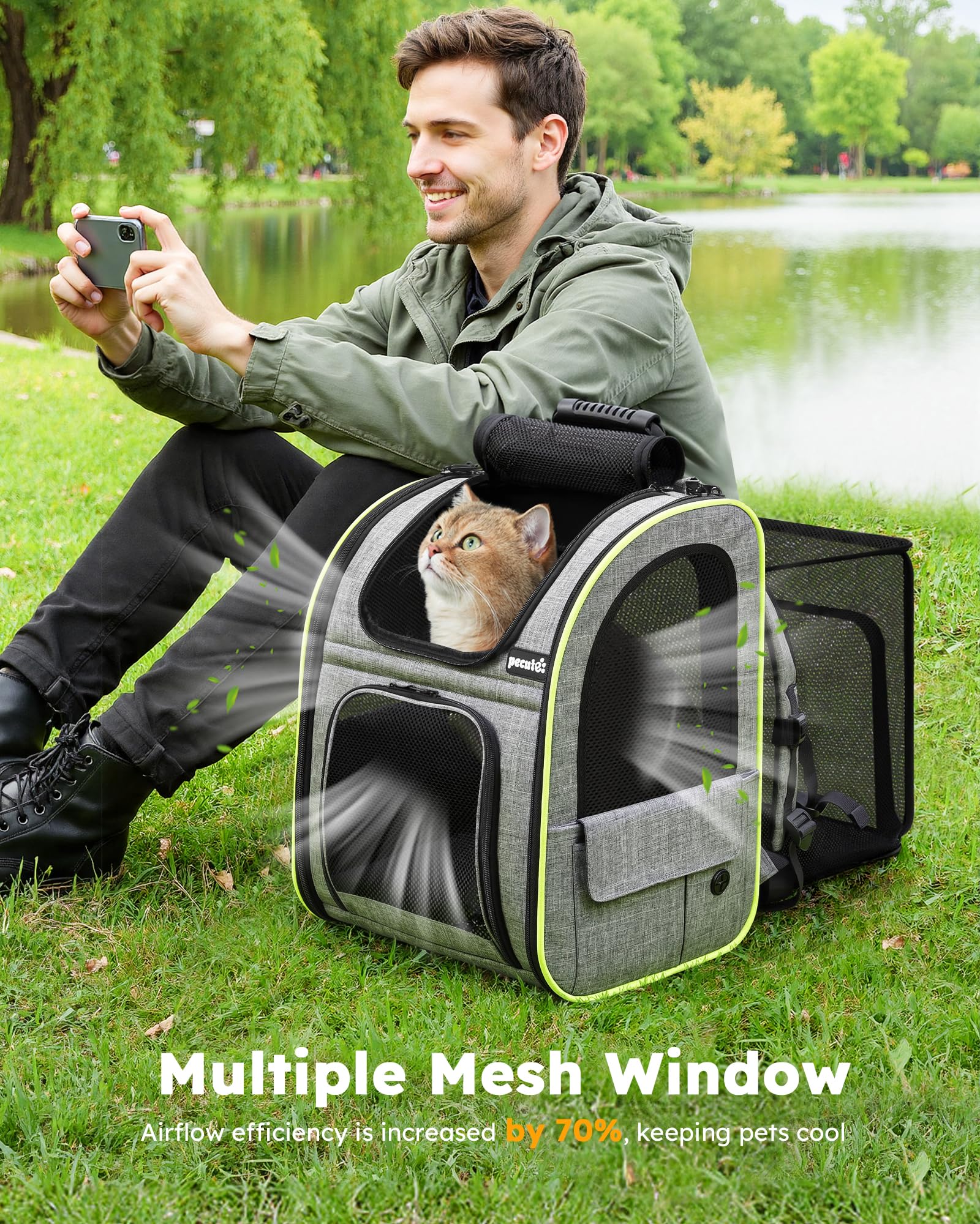 Pecute Cat Backpack Carrier Expandable Foldable Pet Backpack