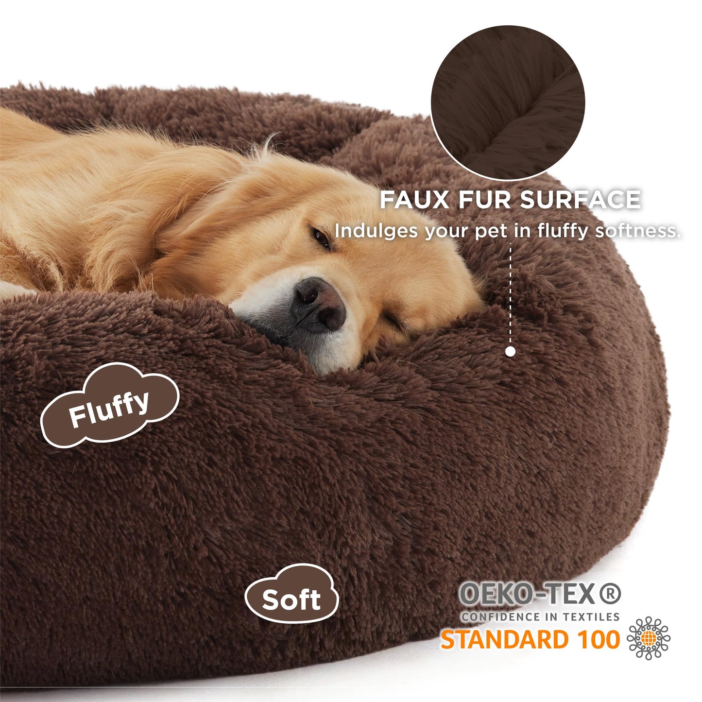 Bedsure Calming Dog Bed for Extra Large Dogs Donut Washable Bed