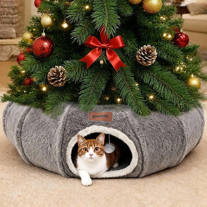 ZOMISA Cat Tunnel Bed for Indoor Cats, Cute Cat Donut Toy Tunnel