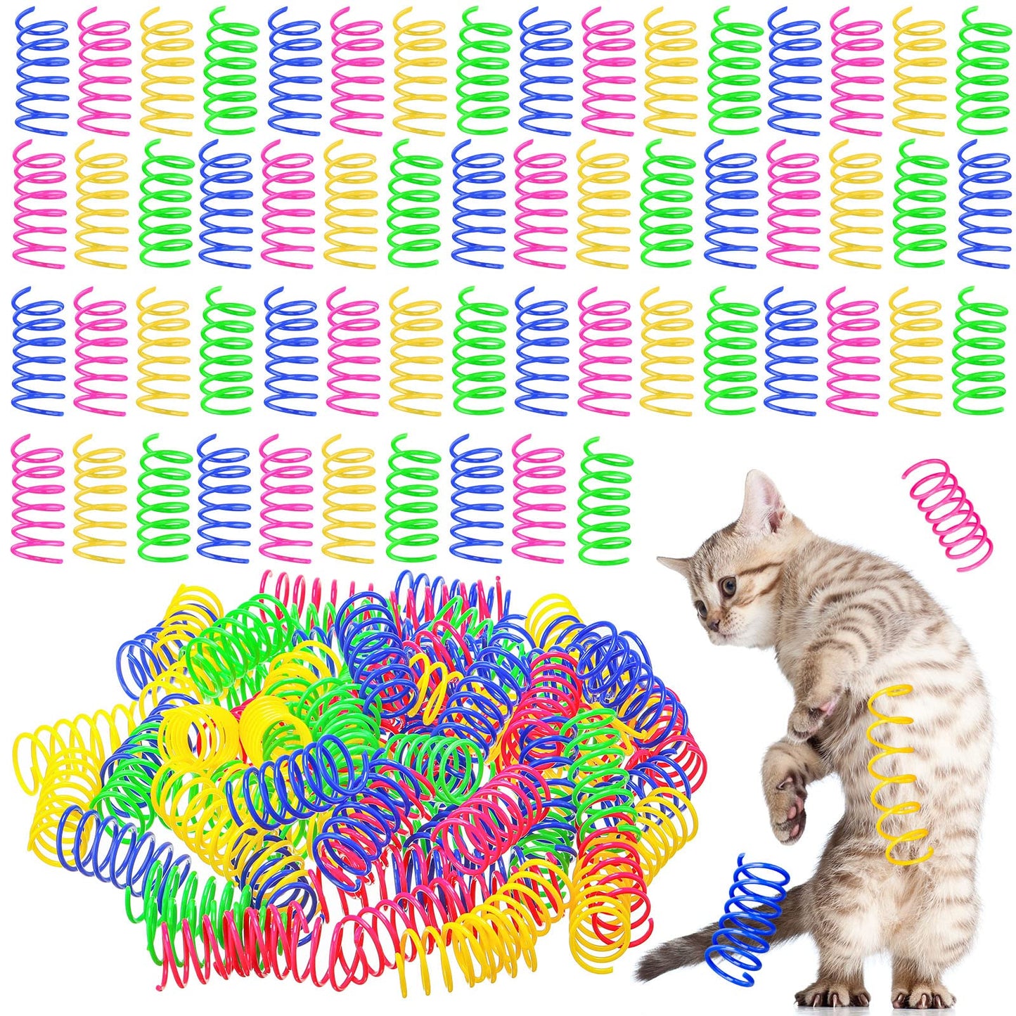 Yunsailing 300 Pcs Cat Spring Toy Cat Spiral Toys Interactive Toys