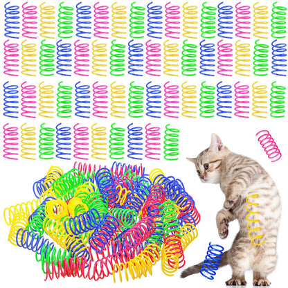 Yunsailing 300 Pcs Cat Spring Toy Cat Spiral Toys Interactive Toys